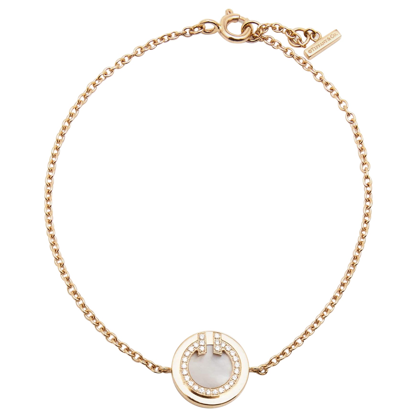 Tiffany & Co.Tiffany T Circle Mother of Pearl Diamonds 18k Rose Gold Bracelet