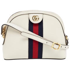 Gucci Off-White Leather Small Web Ophidia GG Shoulder Bag