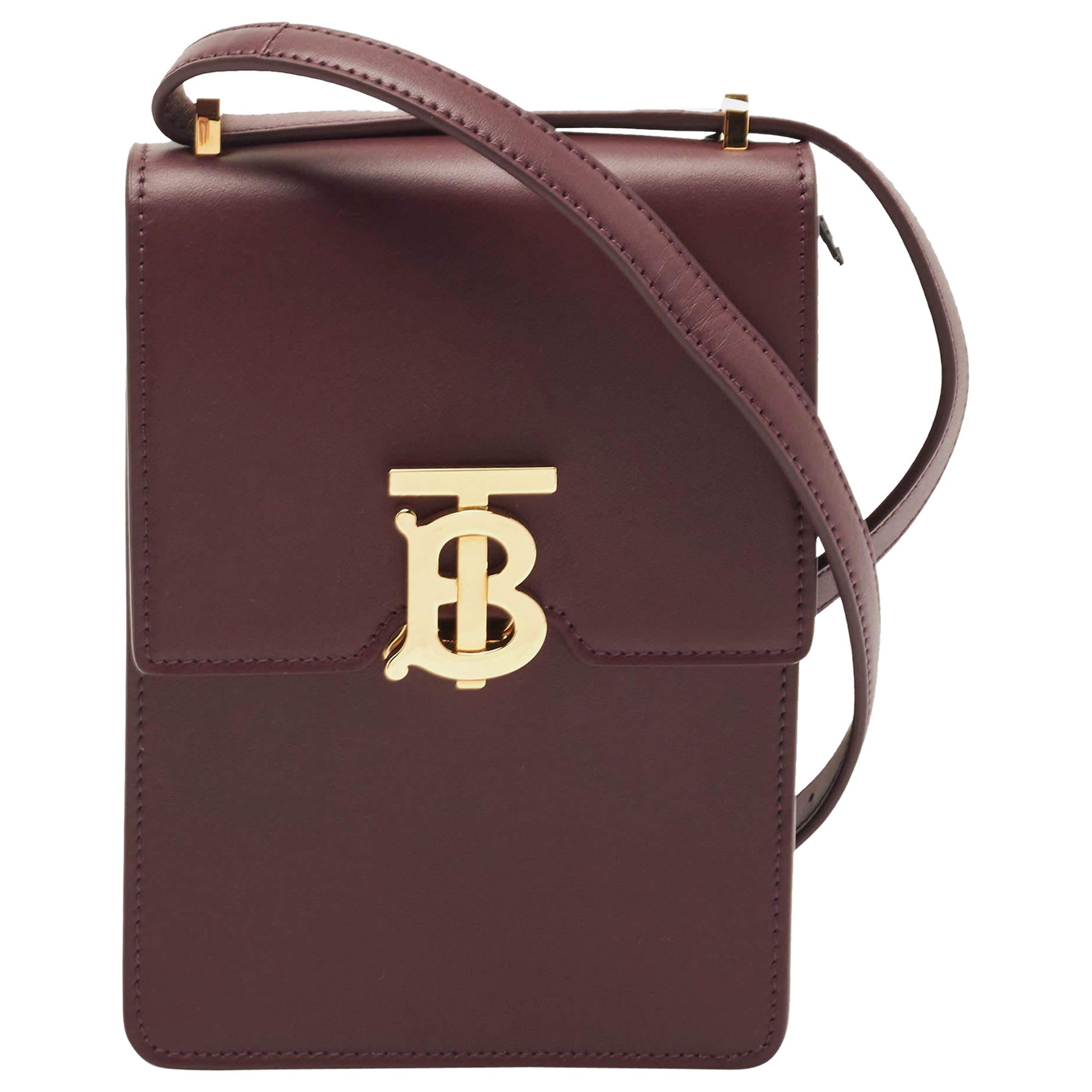 Burberry Plum Leather Robin Crossbody Bag