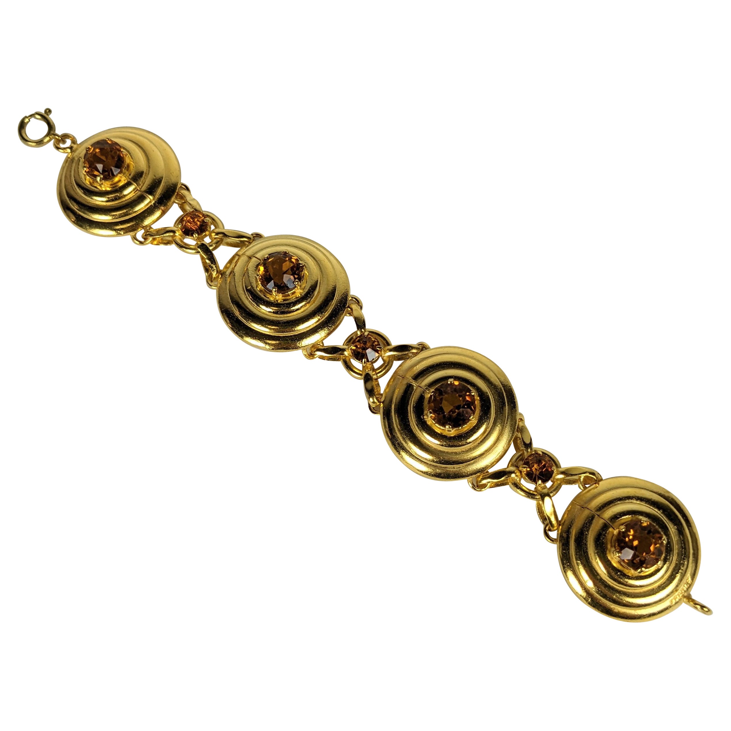 Bracelet rétro français à maillons à gradins en fausse citrine en vente