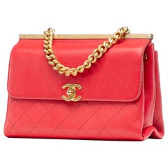 Chanel Red Flap Bag Gold-Brushed Hardware Rare
