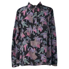 Retro "Russian workers" printed silk shirt Chloé for Saks Fifth Avenue Circa 1970's 