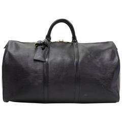 Retro Viintage Louis Vuitton Keepall 50 Black Epi Leather Travel Bag