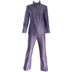 Vintage Nino Cerruti 1881 Indigo Blue ' Pajama Style ' 1990s 90s Logo Pant Suit 6