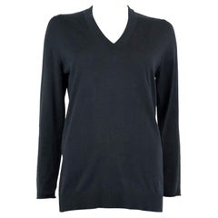 LOUIS VUITTON black wool V-Neck Sweater M
