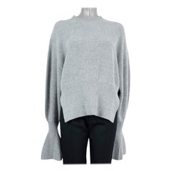 ALEXANDER WANG grey wool SPLIT HEM RIB KNIT Sweater XL