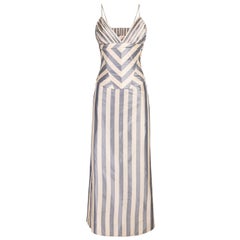 Retro S/S 1998 Chloé by Stella McCartney Striped Silk Taffeta Corset Gown