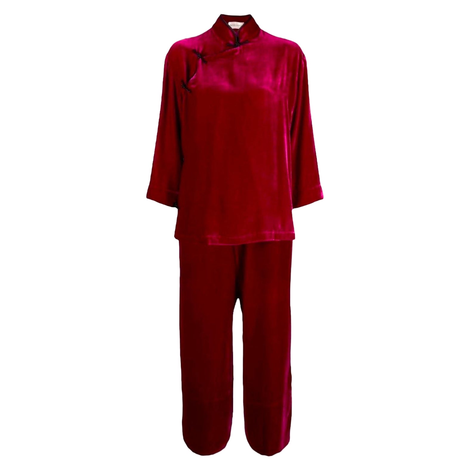 NEU Olivia Von Halle Chinesisch inspirierter Samt-Loungewear-Anzug M im Angebot