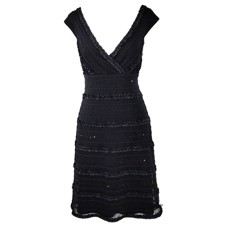 2000S JUST CAVALLI Black Jersey Ruched Ruffle Front Slinky Cocktail Dress  Sz 42 For Sale at 1stDibs