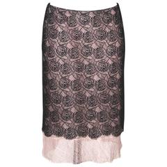 Chanel Pencil Skirt  - Blush Pink and Black Lace - FR 38