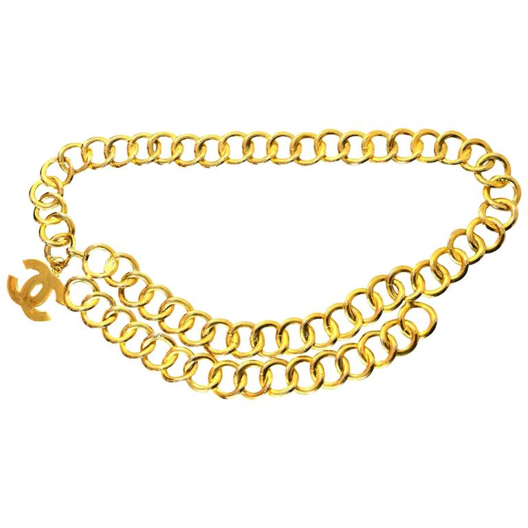 Chanel Vintage Goldtone Large ChainLink CC Belt For Sale at 1stDibs