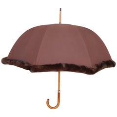 Französischer mit Nerzpelz besetzter Umbrella-Sonnenschirm, 1990er Jahre