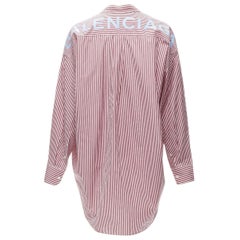 BALENCIAGA Demna 2017 red white stripe relaxed  BB logo oversized shirt FR34 