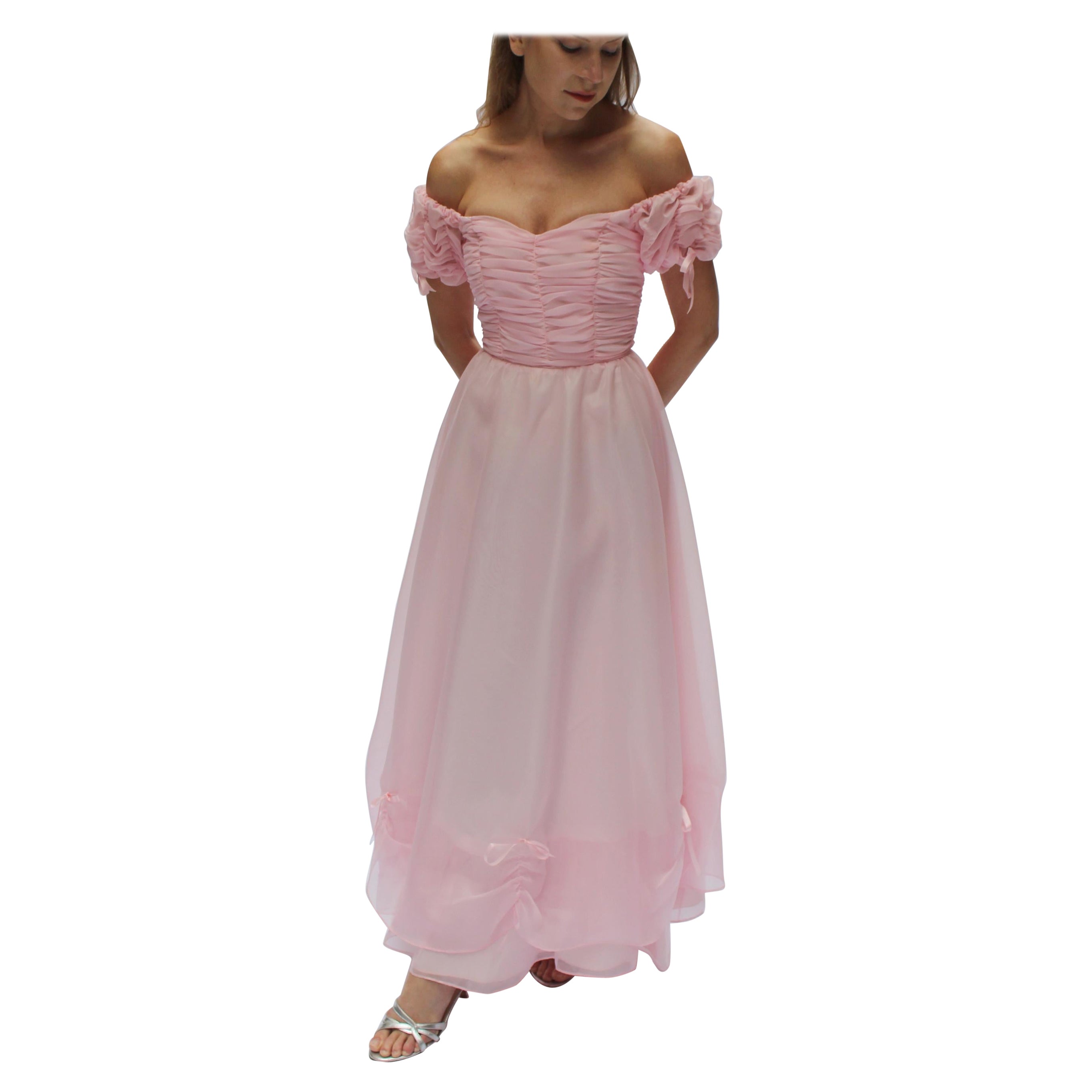 Vintage Off-the-Shoulder Tulle Princess Dress For Sale