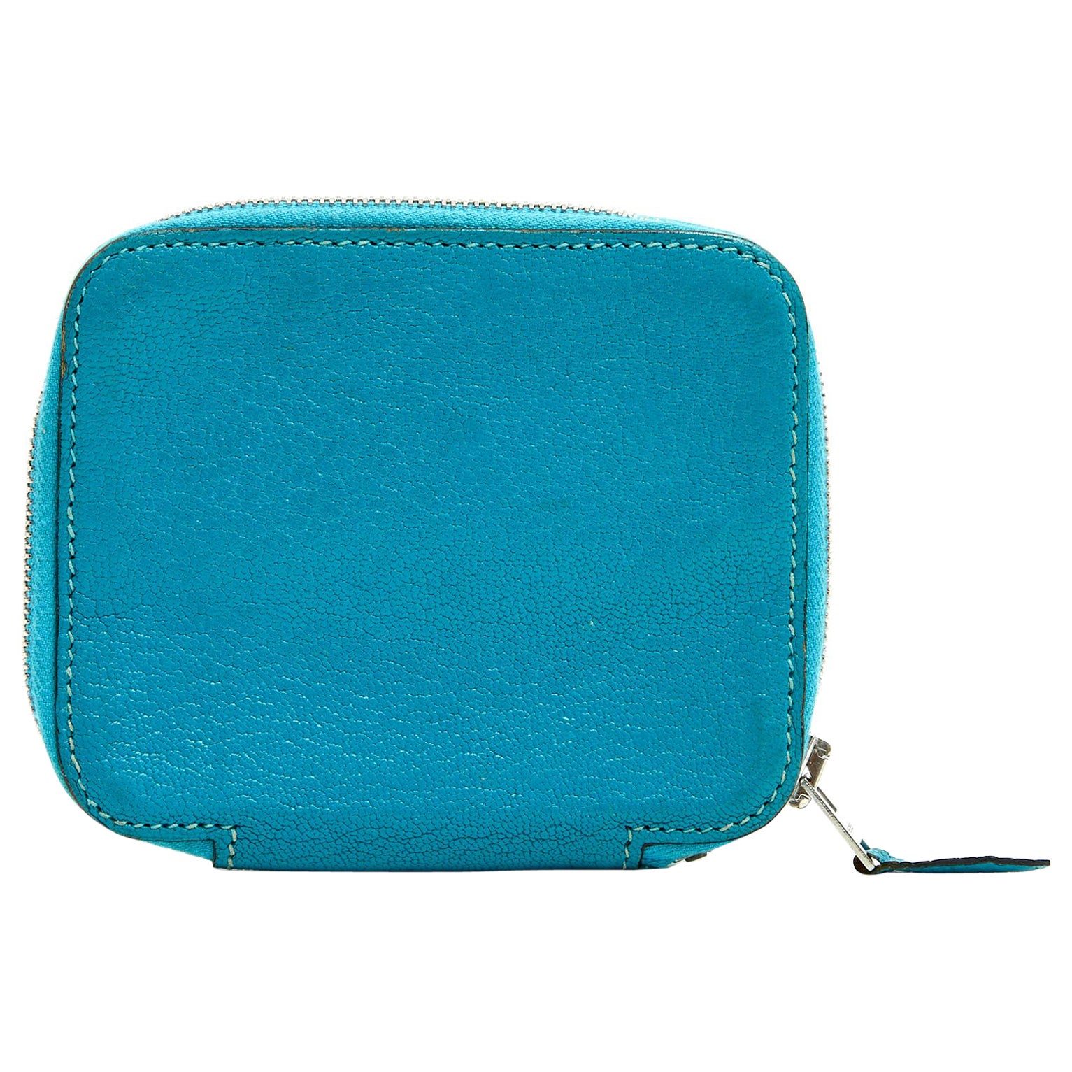 Hermès Wallet Compact Zip Around cuir bleu