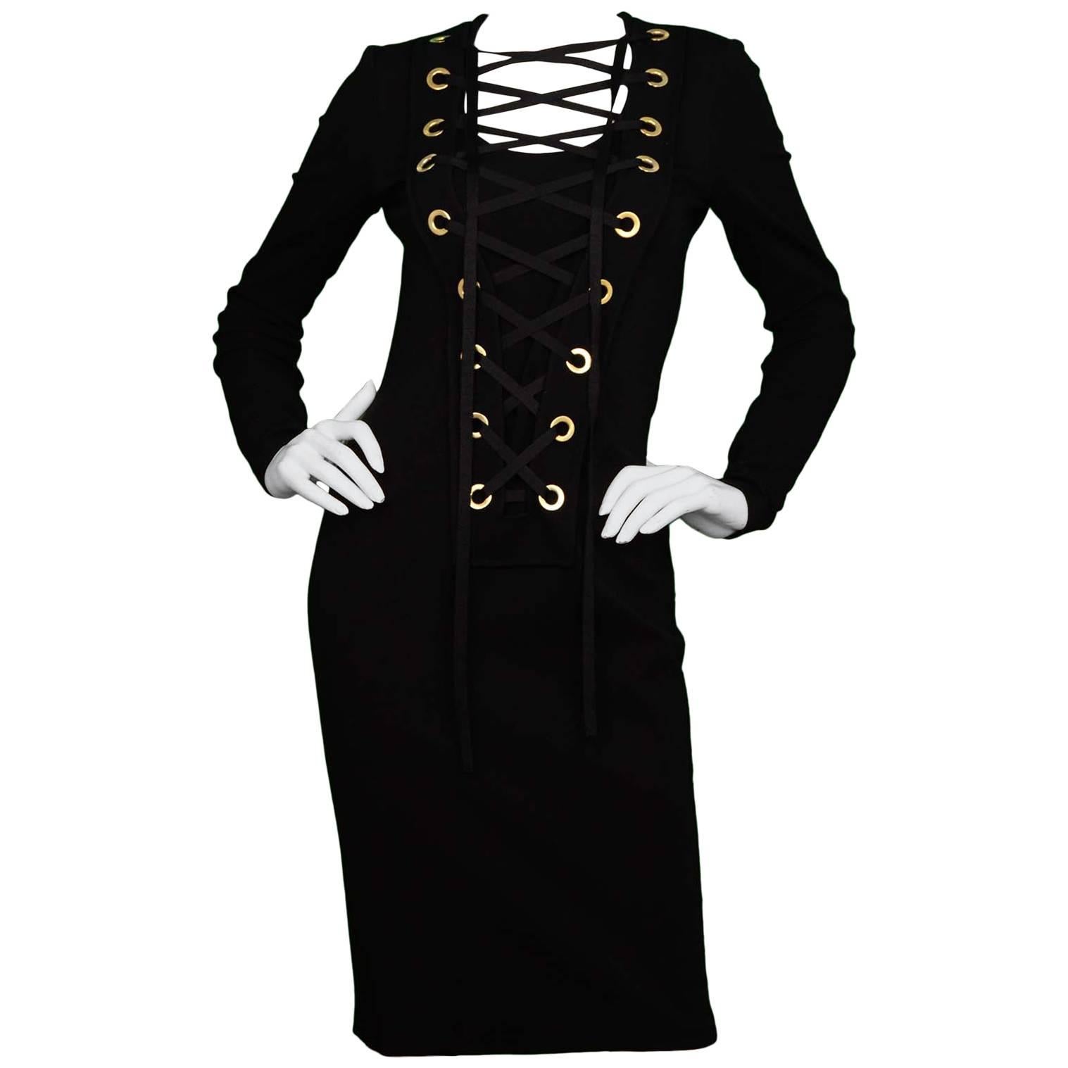 Givenchy NEW W/ TAGS 2016 Black Lace-Up Dress Sz 40 rt. $2, 580