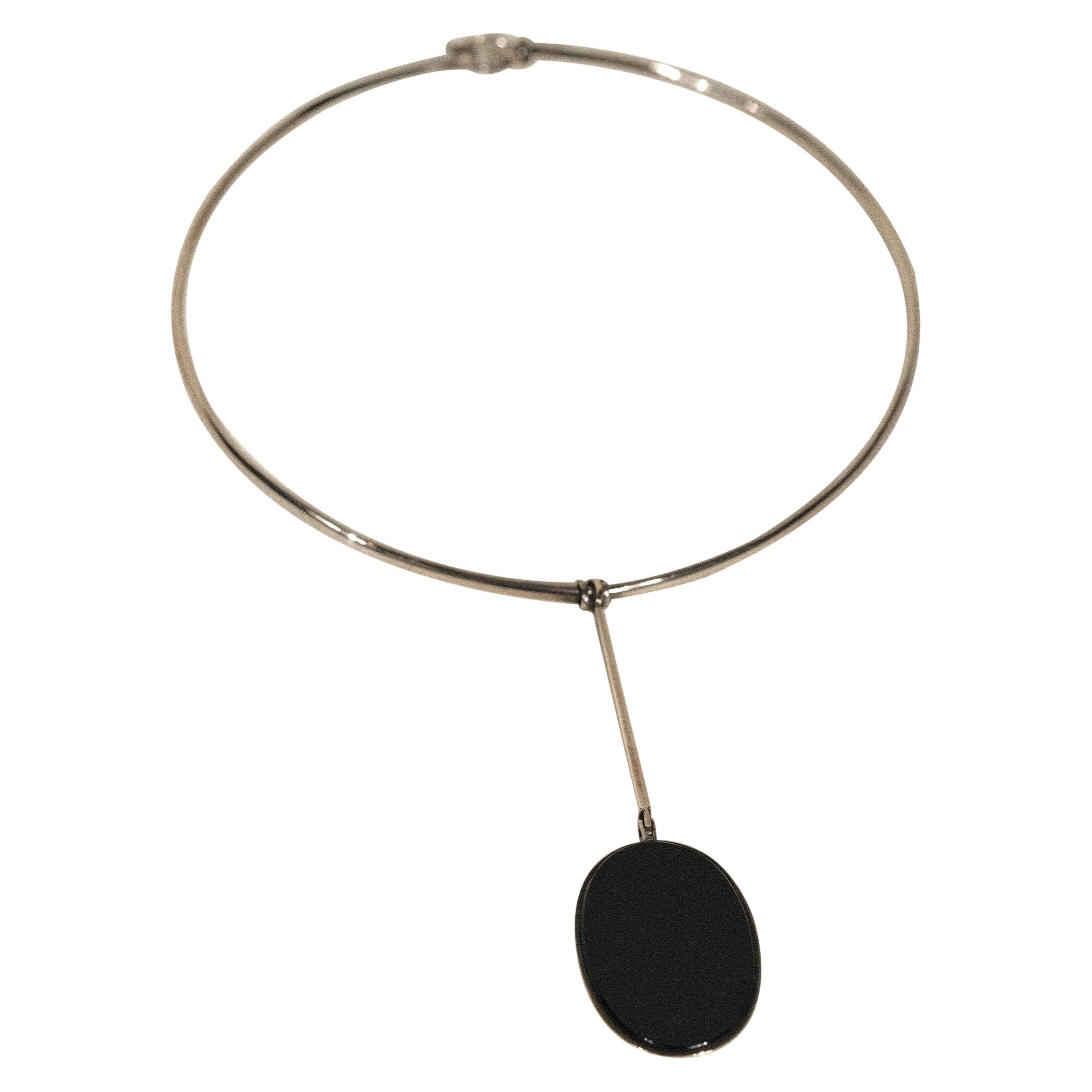 Joachim S'paliu Collar Necklace Onyx Silver Modernist
