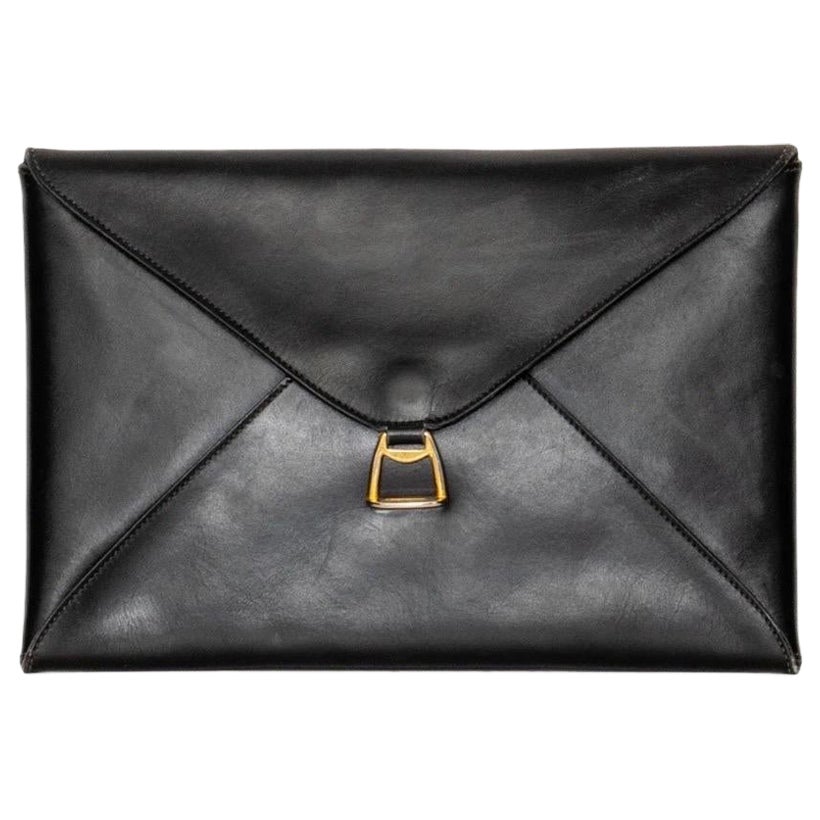 60's/70's Mod Chocolate Brown Leather Envelope Clutch main image 0