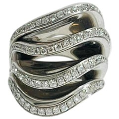 De Grisogono 'Onde' Ring in 18k White Gold With Brilliant Cut Diamonds