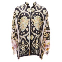 GIANNI VERSACE Camicia vintage 100% seta con stampa del volto della conchiglia IT50 L
