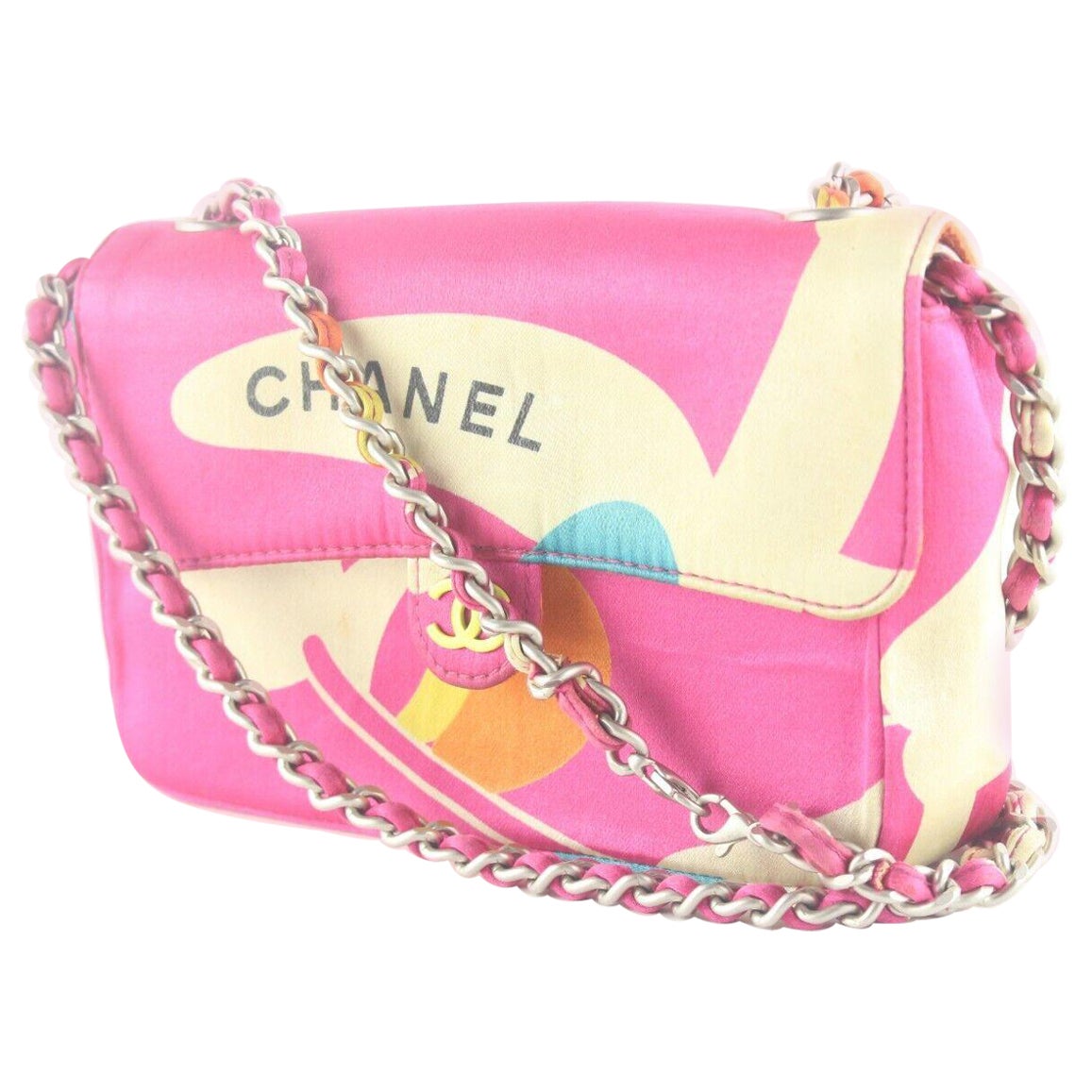 Chanel Limitierte Auflage Micro Pink Multicolor Mini Classic Klappe 1CK87K im Angebot