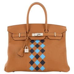 Hermes Birkin Handbag Tressage Brown Swift and Palladium Hardware 35