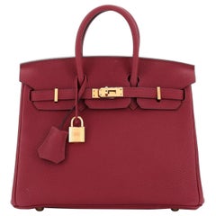 Hermes Birkin Handbag Rouge Grenat Togo with Gold Hardware 25