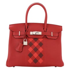 Hermes Birkin Handbag Tressage Red Swift and Palladium Hardware 30