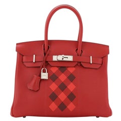 Hermes Birkin Handtasche Tressage Rot Swift und Palladium Hardware 30