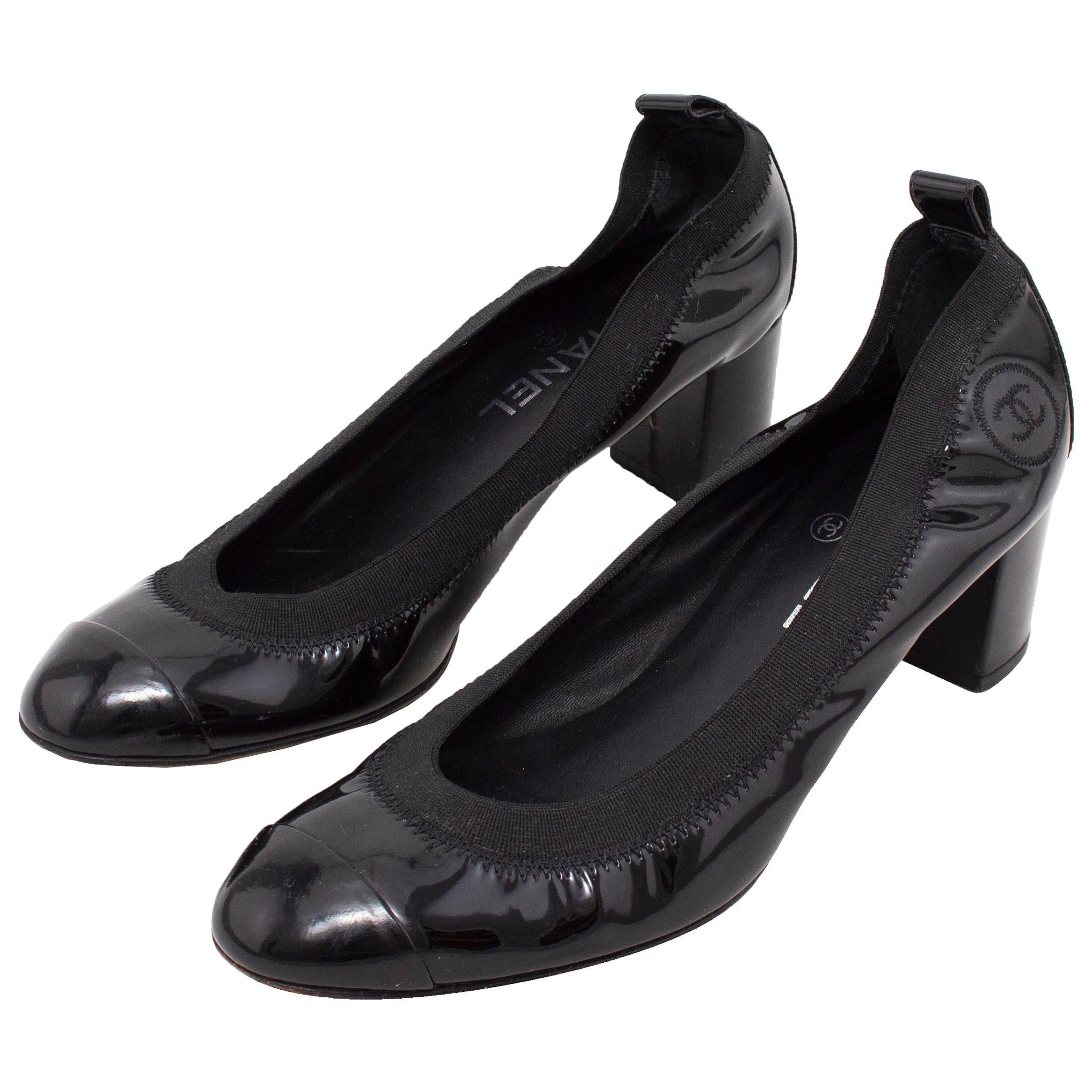 Mid 2000s Chanel Black Patent Leather Pumps at 1stDibs