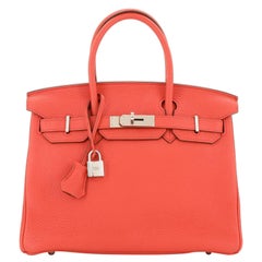 Hermes Birkin Handbag Bougainvillier Clemence with Palladium Hardware 30