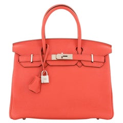 Hermès - Sac à main Birkin Bougainvillier Clemence avec accessoires en palladium 30