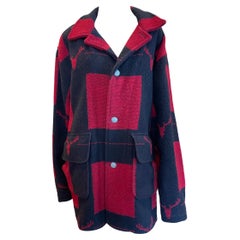 Used 1980s Woolrich Black and Red Plaid Hunting Jacket