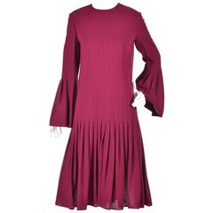 1960s Pierre Cardin Eggplant Purple Pleated Dress 7