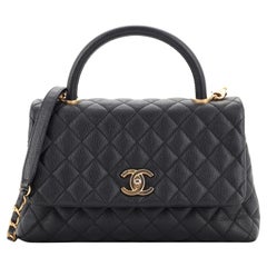 Chanel Coco Handle 20A Beige Chevron Caviar with light gold hardware