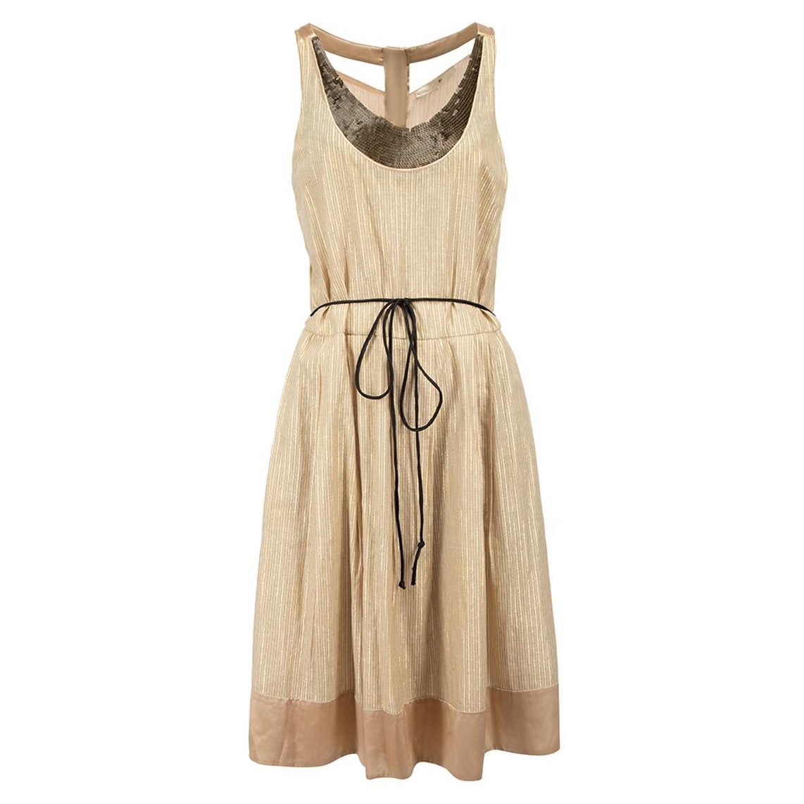 Gold Cotton Sleeveless Dress Size M For Sale