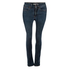 Blue Denim Straight Leg Low Rise Jeans Size XXS