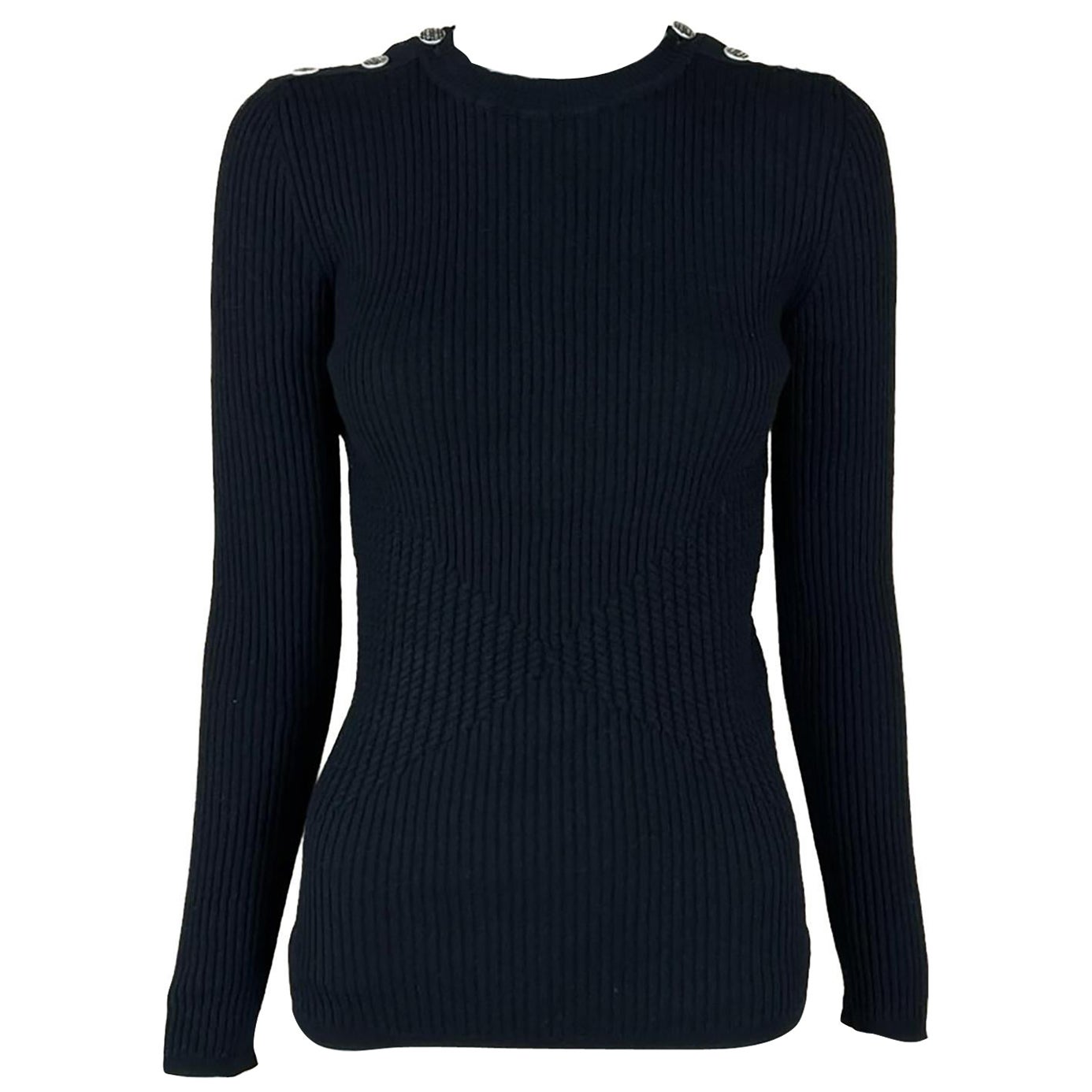 Chanel Rome Collection Black Ribbed Pullover