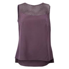 Purple Silk Crochet Panelled Tank Top Size L