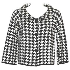 Christian Dior Black and White Houndstooth Wool Jacket