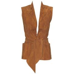 HERMES Camel Suede Wrap Design Vest 