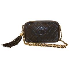 Vintage Chanel 1990s Black Leather Crossbody/ Shoulder Bag