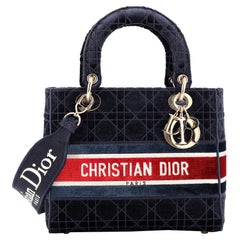 Christian Dior Lady D-Lite Bag Cannage Embroidered Velvet Medium