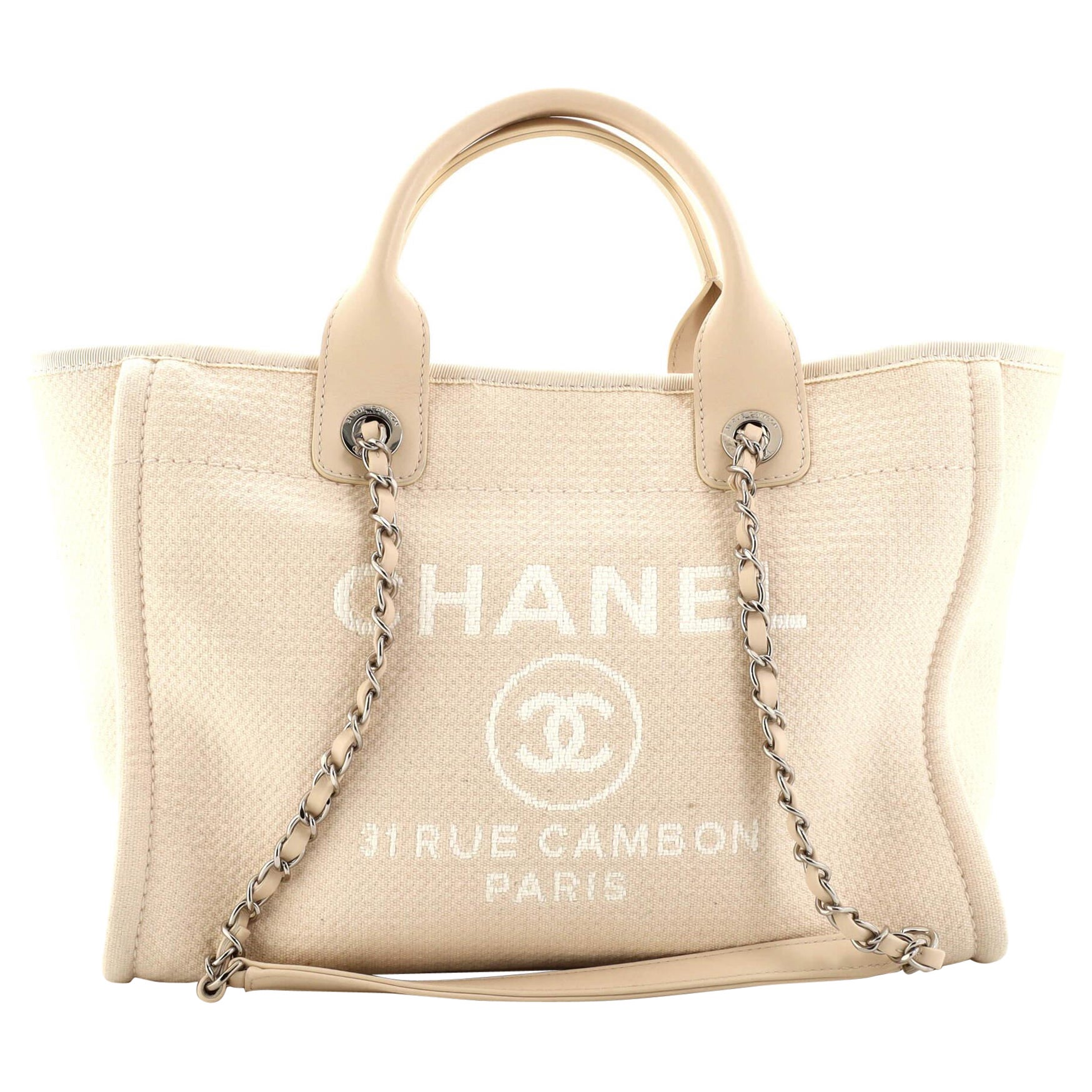 Chanel Deauville NM Tote Mixed Fibers Small For Sale