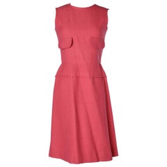 Sleeveless pink wool cocktail dress Guy Laroche Circa 1960's 