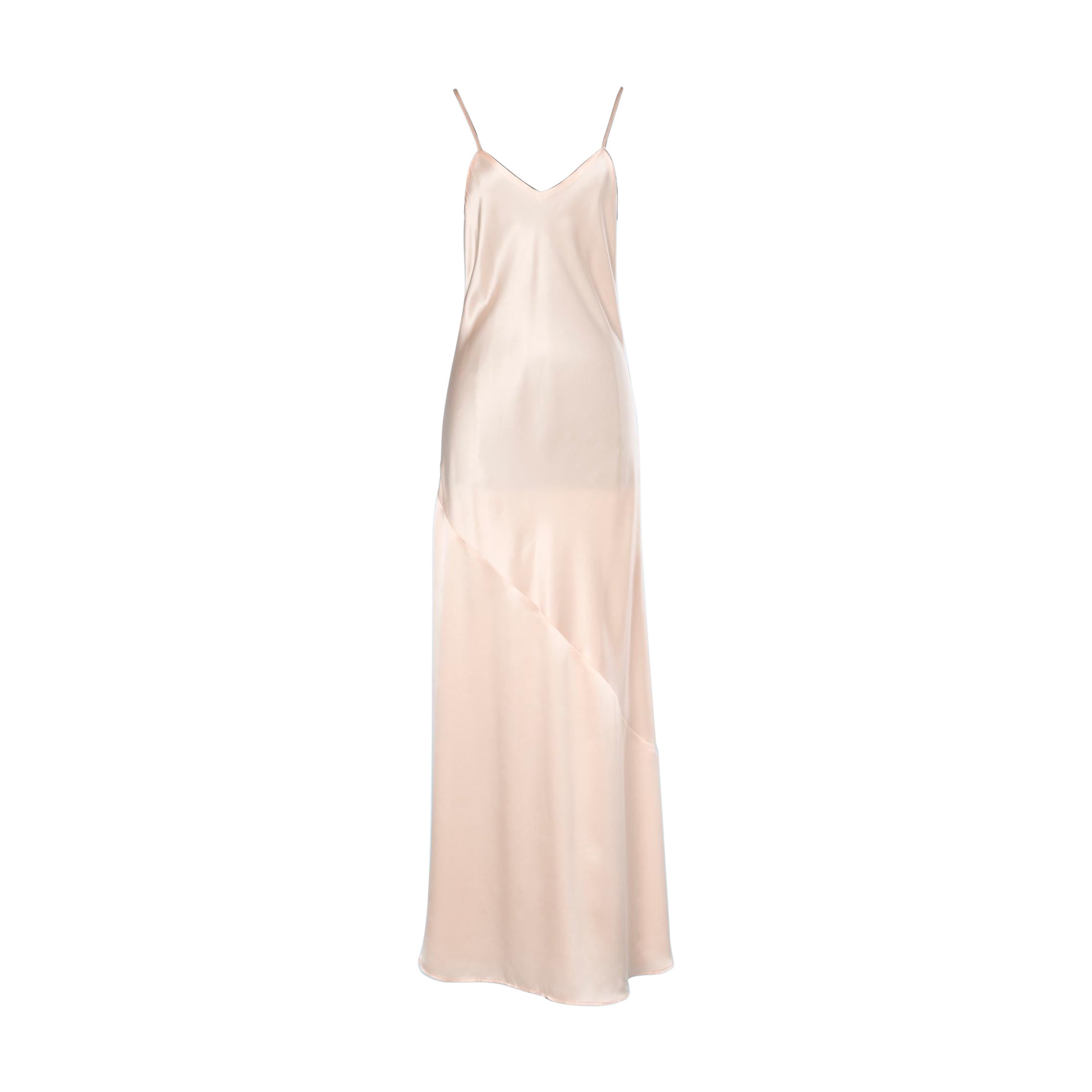 Pale pink satin long slip-dress Chantal Thomass Circa 1990's  For Sale