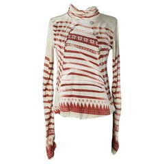 Thin double-lays "Trompe l'oeil" turtle neck sweater Jean-Paul Gaultier Soleil 