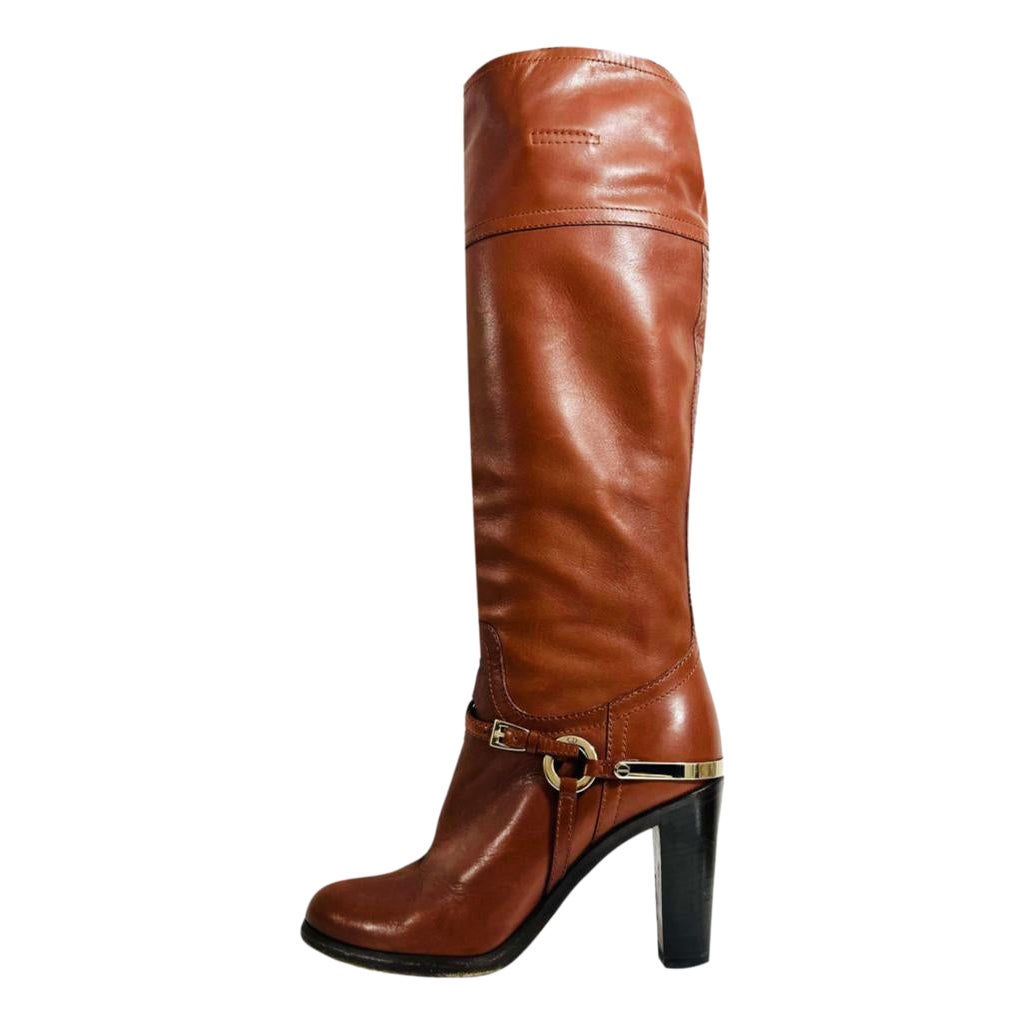 Christian Dior Logo Leather Knee Boots