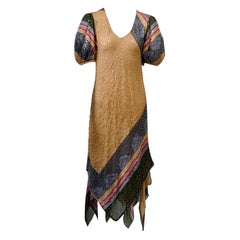 Judy Hornby Multicolor Silk Dress with Handkerchief Hem