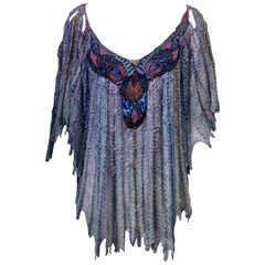 1980s Metallic Openwork Top with Beaded Trim